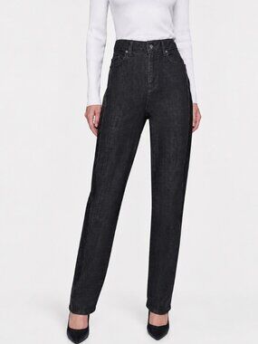 Karl Lagerfeld Paris Sequin Trim Straight Leg Jeans Black Size 8 NWT